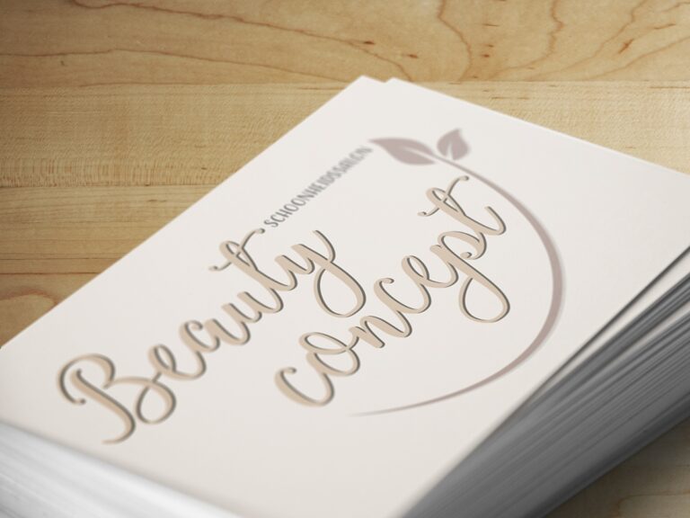 Stapeltje afspraakkaartjes waarop het logo van Beauty Concept is gedrukt