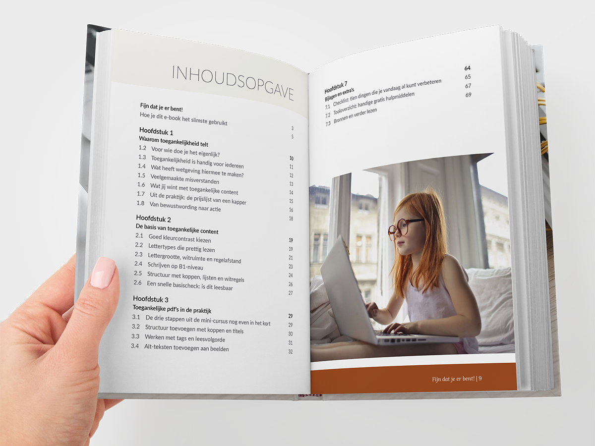Inhoudsopgave van e-bbok maak je content toegankelijker