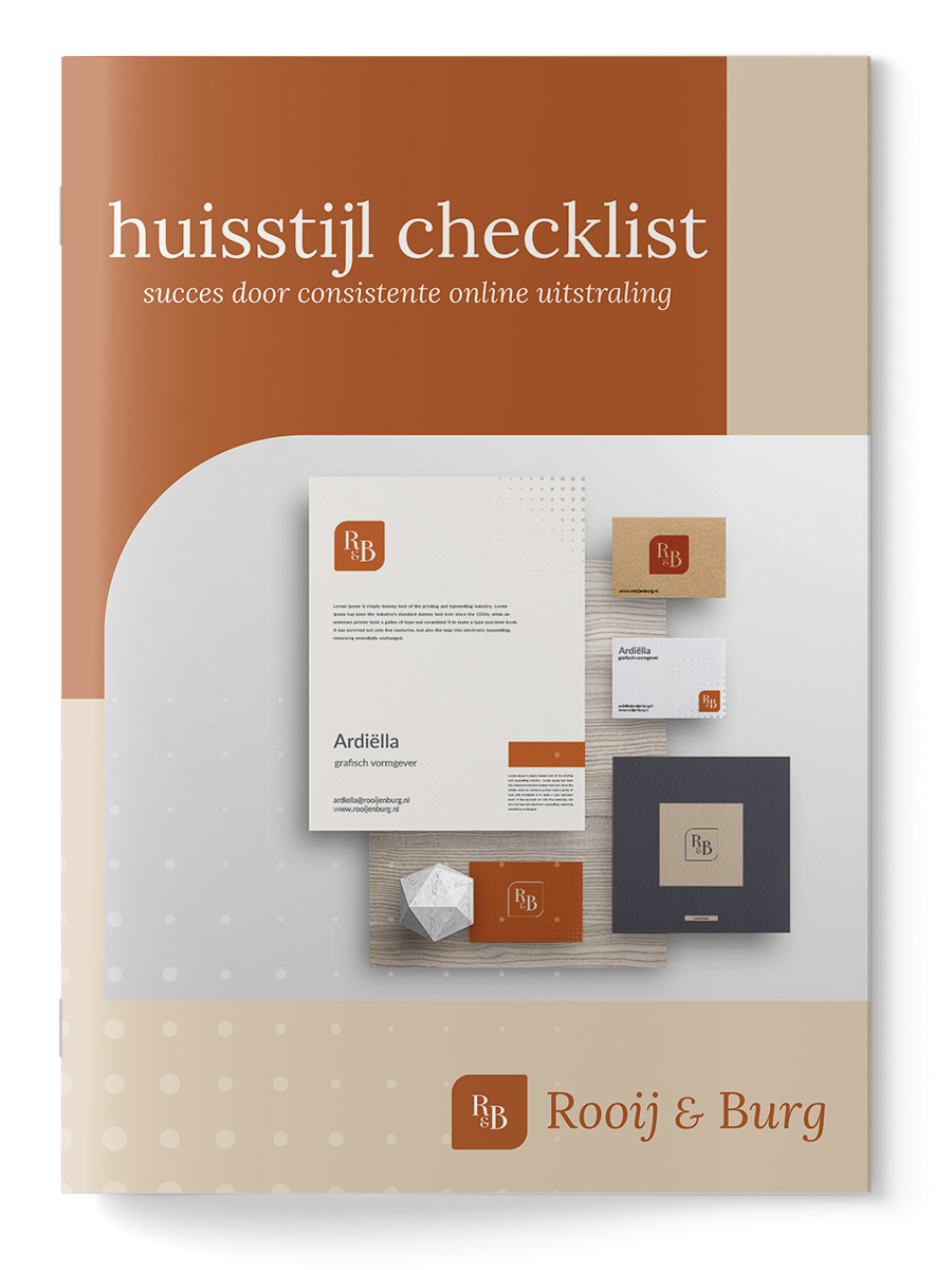 Voorpagina huisstijl checklist Rooij & Burg met voorbeeld van huisstijl