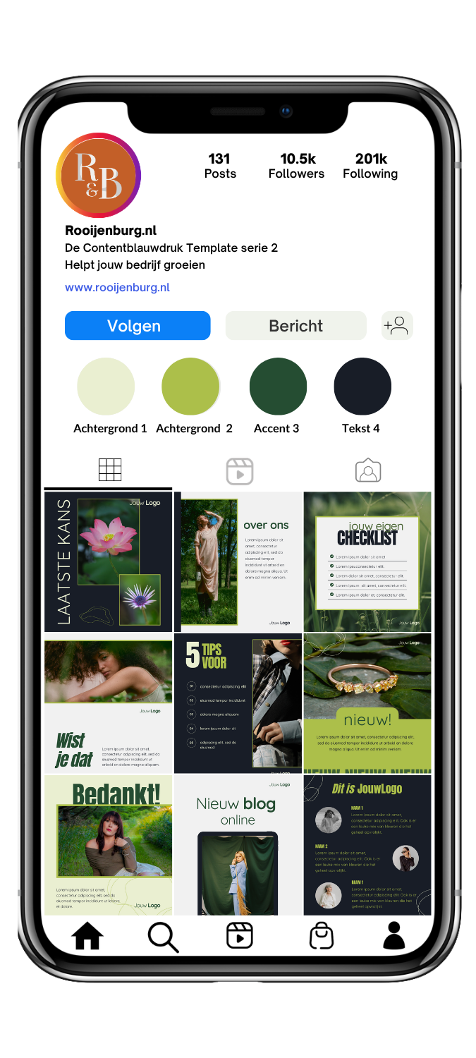 Contentblauwdruk templates als voorbeeld op een telefoon