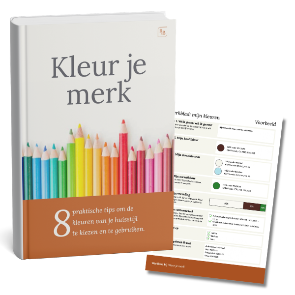 Omslag van de gids Kleur je merk met het werkblad erachter