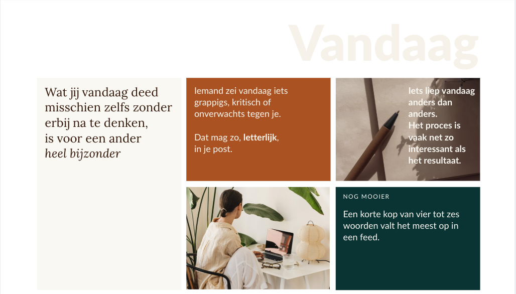 Preview – even hier kijken Screenshot van de rubriek Vandaag met content ideeën tegels uit Even hier kijken