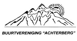 Logo Buurtvereniging Achterberg heeft bergen in het logo met een opkomende zon